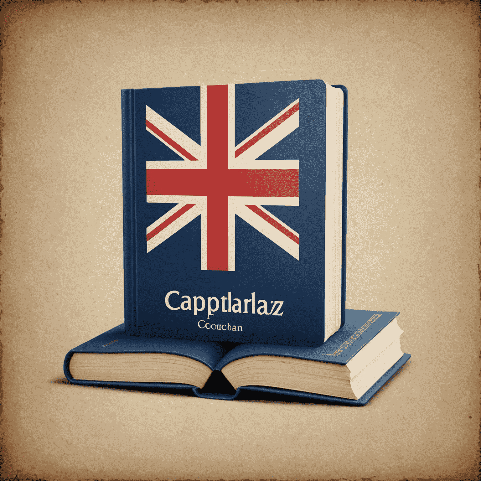 multi-captularz_com Logo - Ein stilisiertes Buch mit einer englischen Flagge
