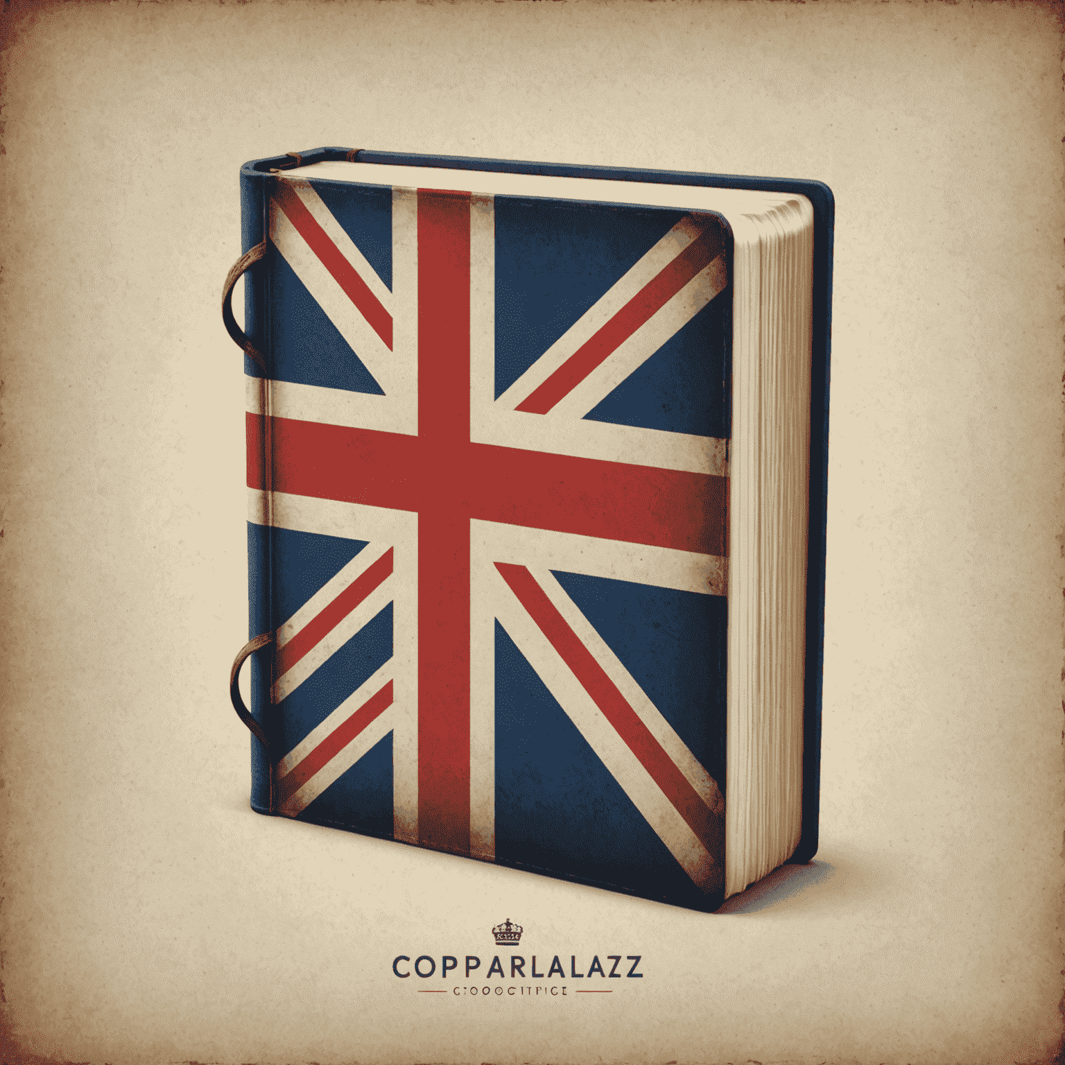 multi-captularz_com Logo - Ein stilisiertes Buch mit einer englischen Flagge