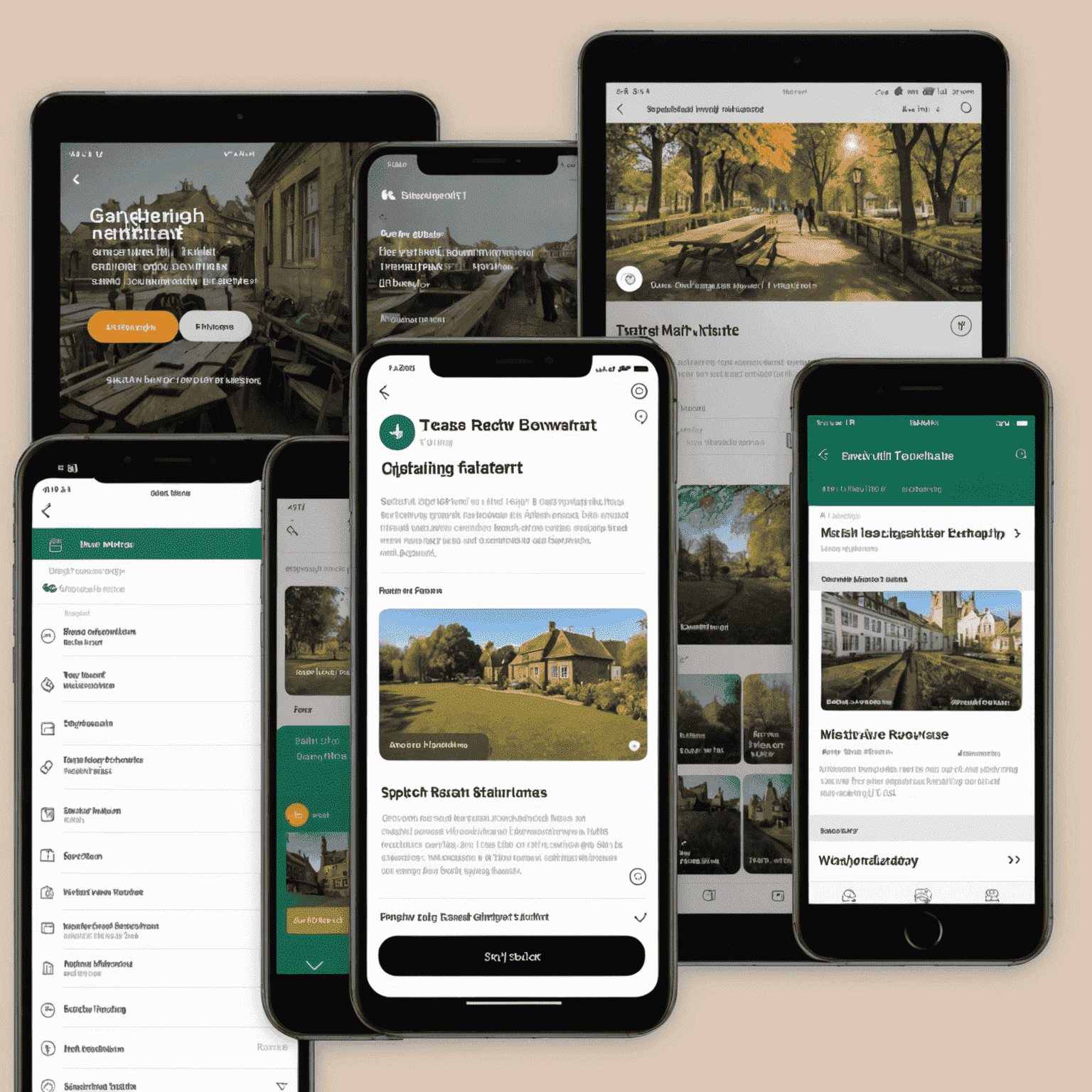 Screenshot der neuen Englisch-Lern-App auf einem Smartphone und Tablet, die verschiedene Lernmodule und interaktive Übungen zeigt